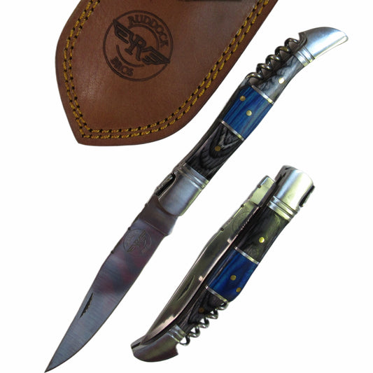 pocket knife by Ruddock Bros with hardwood handle and corkscrew stainless steel El Paso Texas