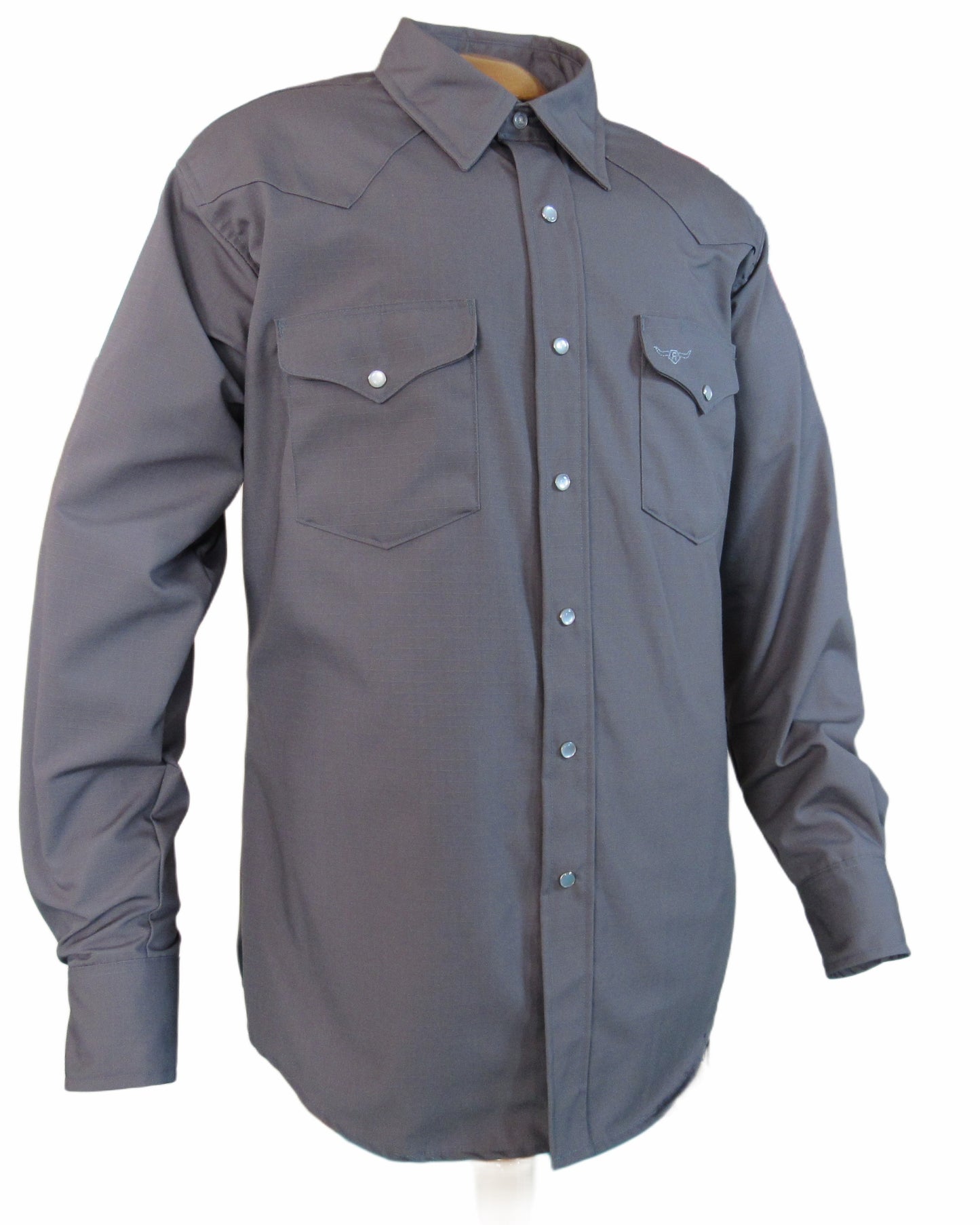 Flying R Ranchwear - Amarillo Ripstop - Gray - Long Sleeve - Snaps