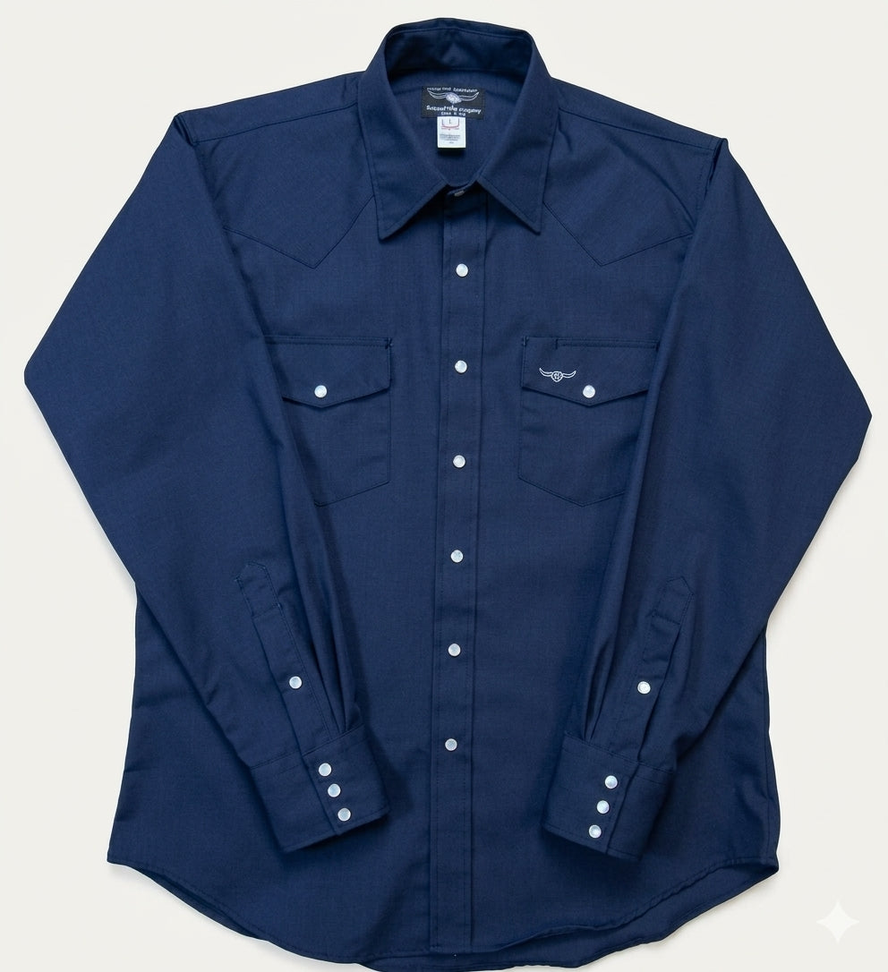 Flying R Ranchwear - Amarillo Ripstop - Navy Blue - Long Sleeves - Snaps - Classic Fit