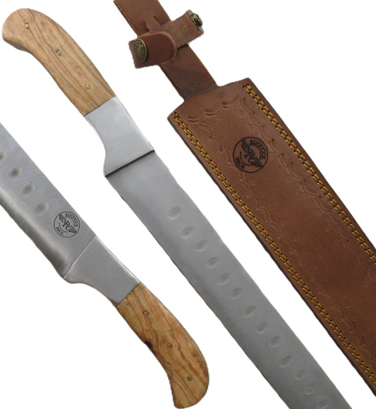 Ruddock Bros - Olive Hardwood Handle Brisket Knife - Stainless Steel - 19" Overall Length