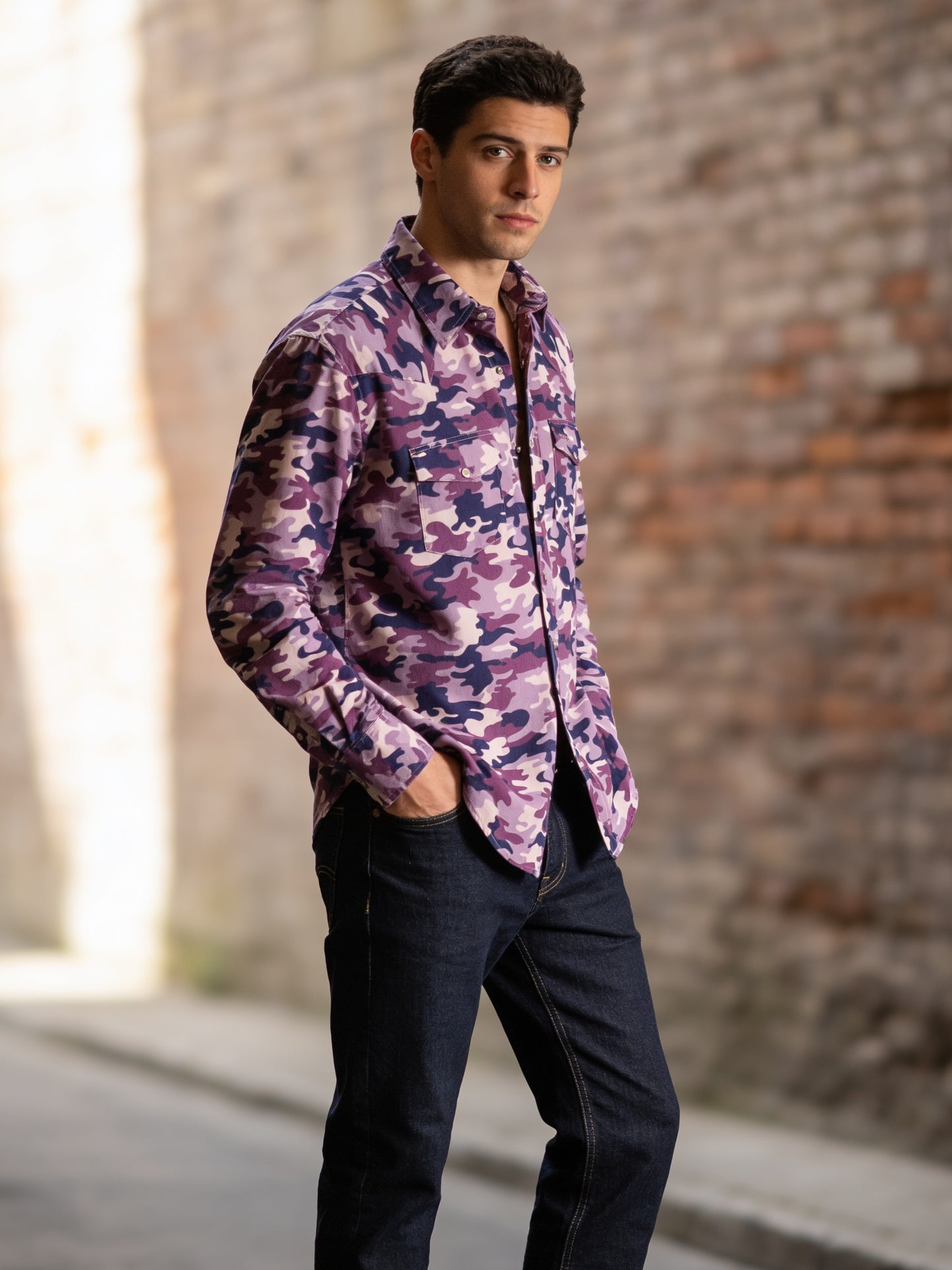 Flying R Ranchwear - Cantina Collection Camo - Purple - Long Sleeve - Classic Fit