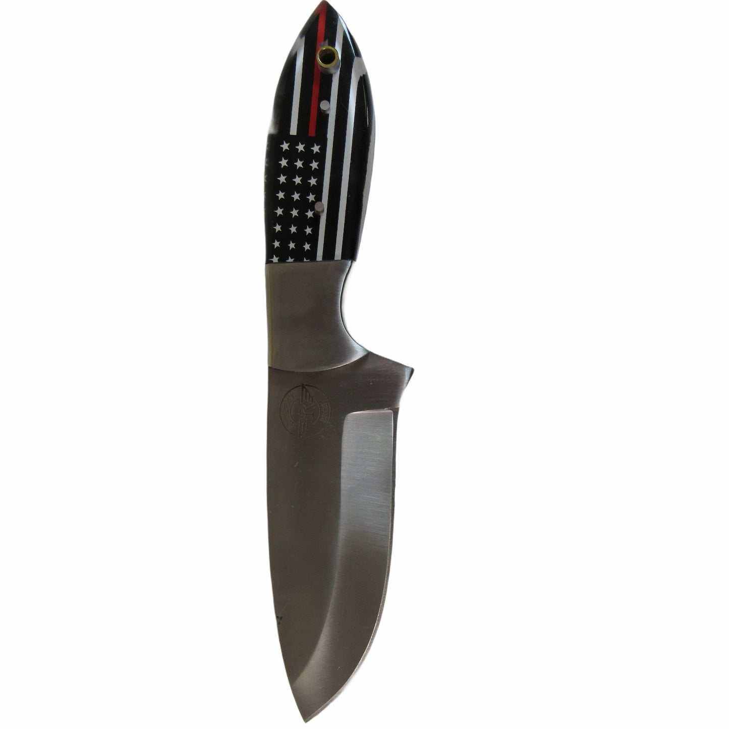 Red Line first responders tribute knife with stainless blade and resin handle by Ruddock Bros with leather sheath