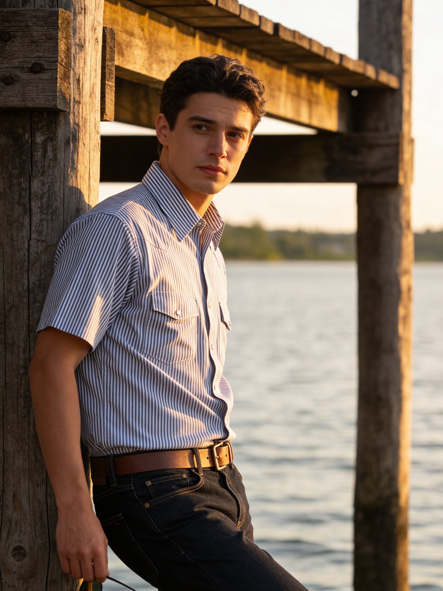 Flying R Ranchwear - Regency Stripe - Blue/White - Short Sleeve - Classic Fit