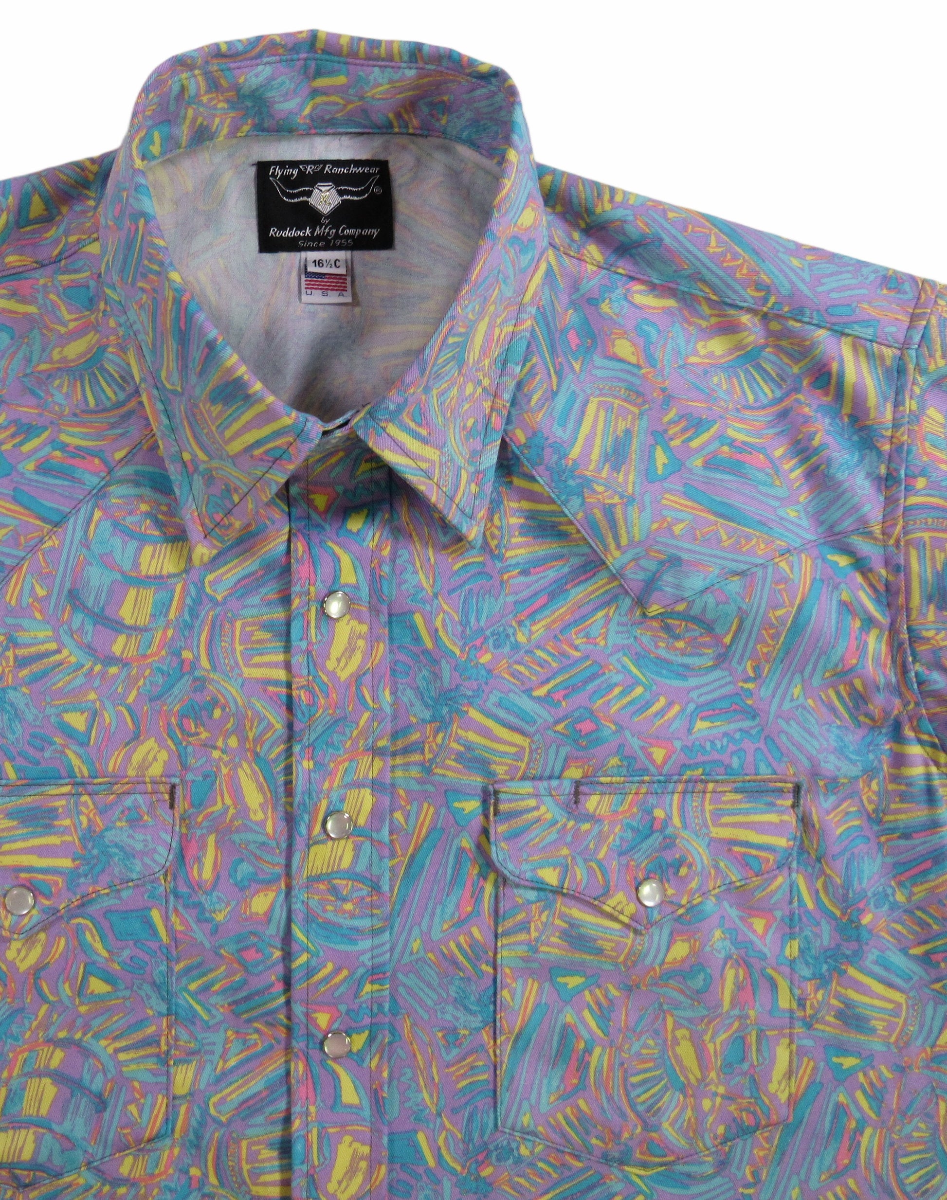 Rum Barrel party shirt by Flying R Ranchwear Made in USA with snaps Ruddock Shirts