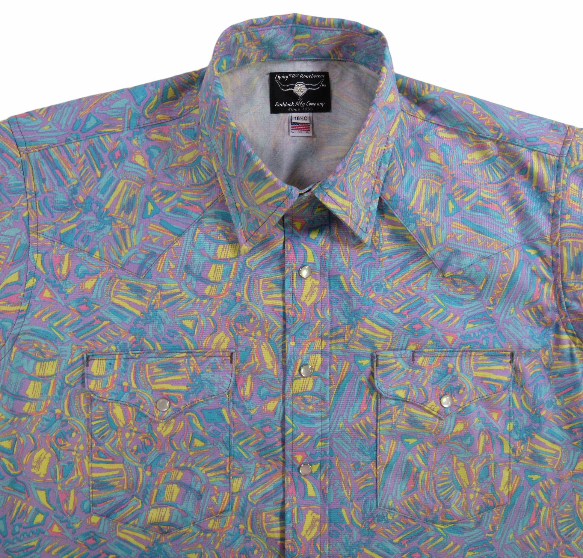 Rum Barrel party shirt by Flying R Ranchwear Made in USA with snaps Ruddock Shirts