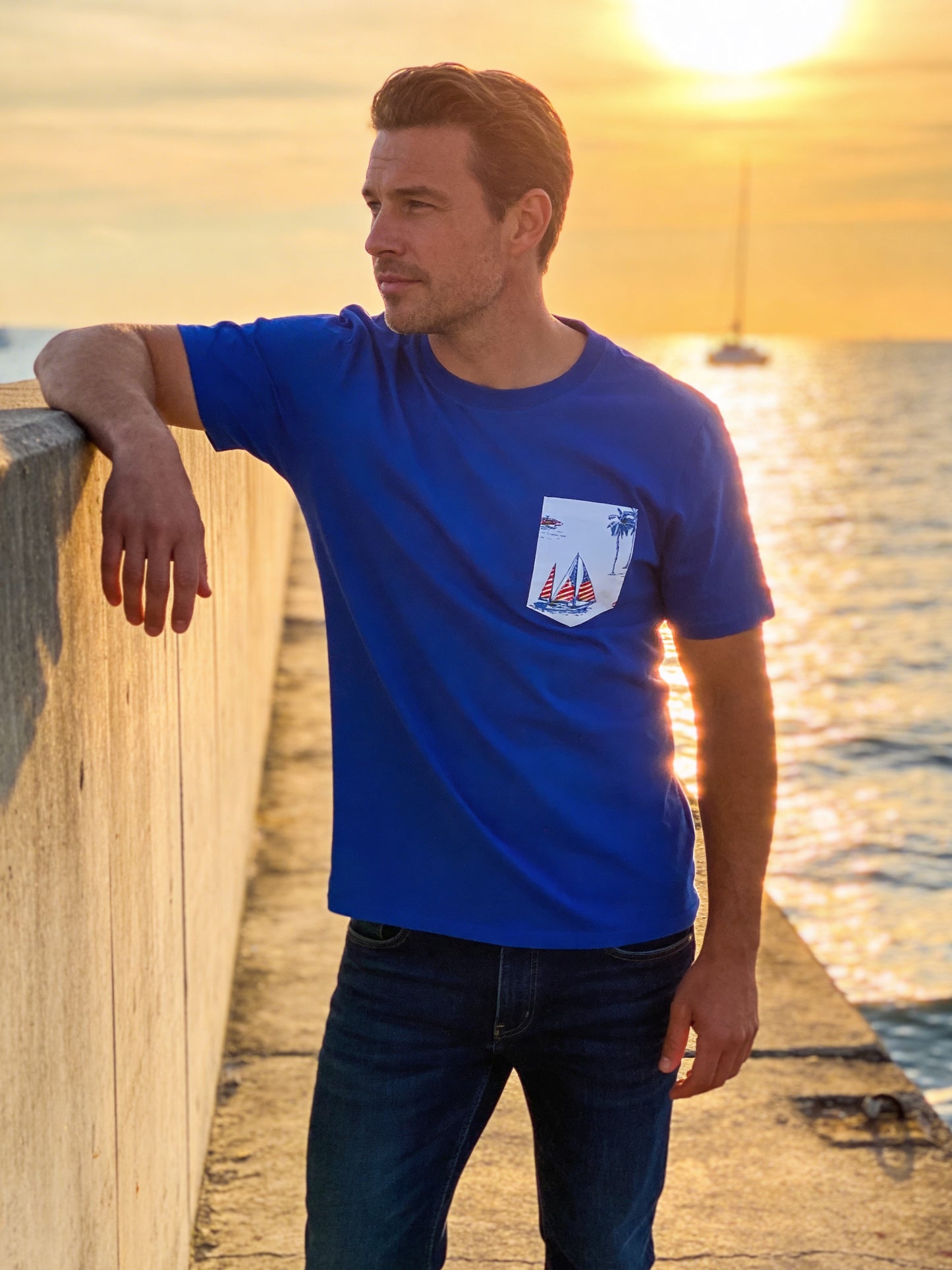 Flying R Ranchwear - Sailboat Flag Print - Pocket T-shirt - Made in USA
