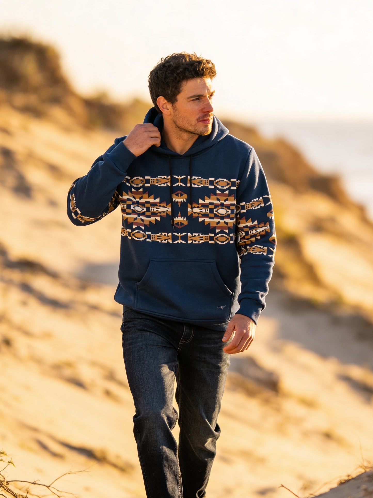 Flying R Ranchwear - Southwest Fleece Taos Hoodie - Teal Blue