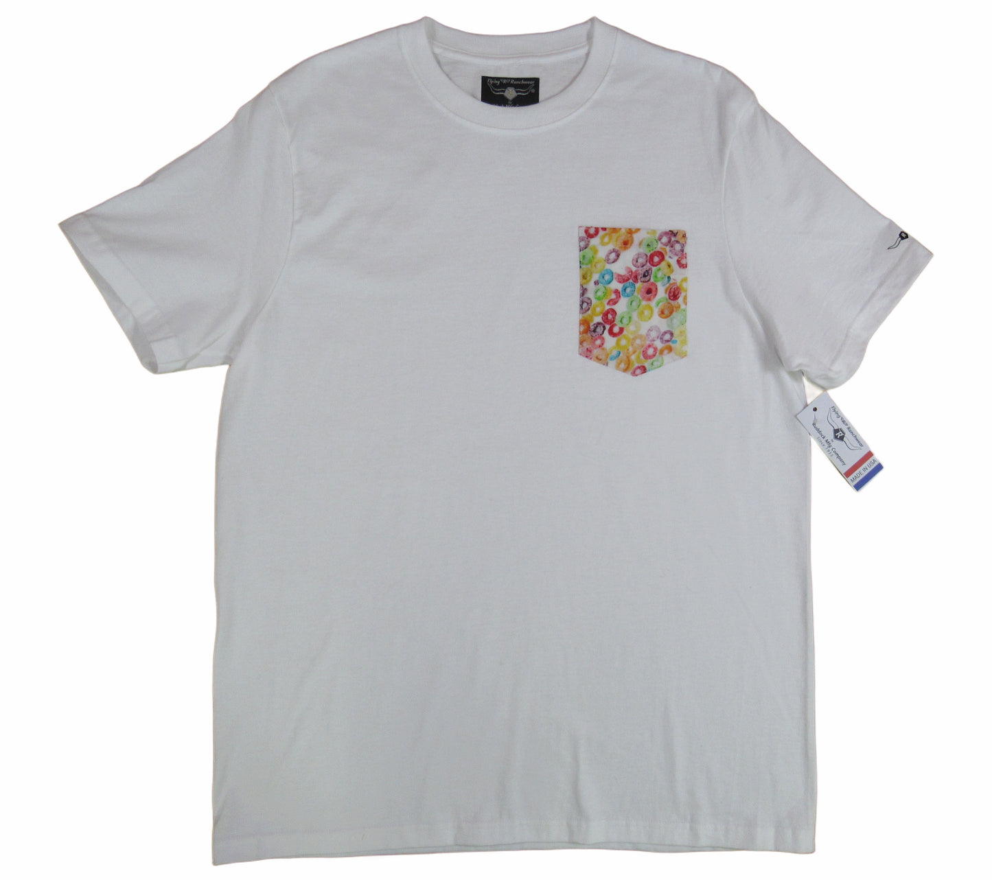 Flying R Ranchwear - Cereal Print - White Pocket T-shirt - Made in USA