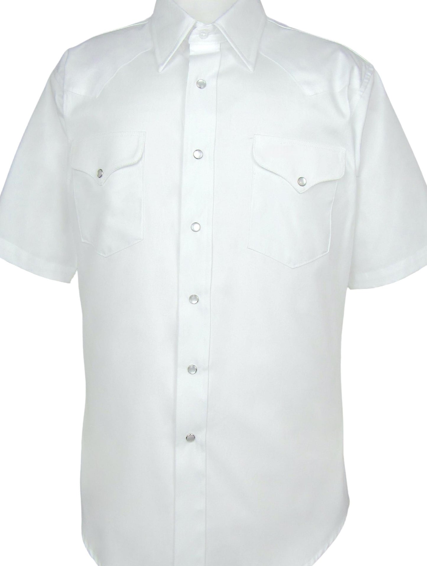 Flying R Ranchwear solid white pinpoint oxford with snaps Made in USA Ruddock Shirts El Paso Texas