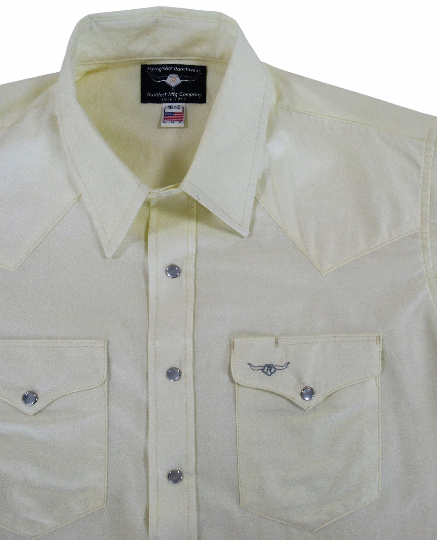 Pale Yellow solid shirt by Flying R Ranchwear Made in USA