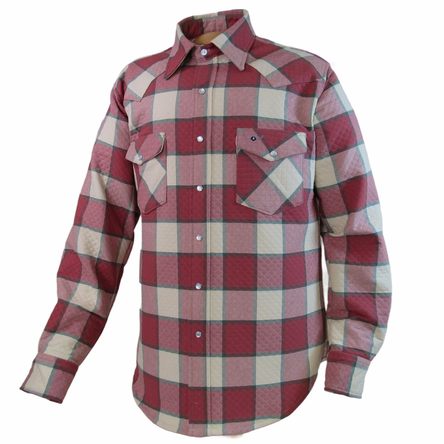 quilted plaid shirt by Flying R Ranchwear made in USA by Ruddock Shirts El Paso Texas 