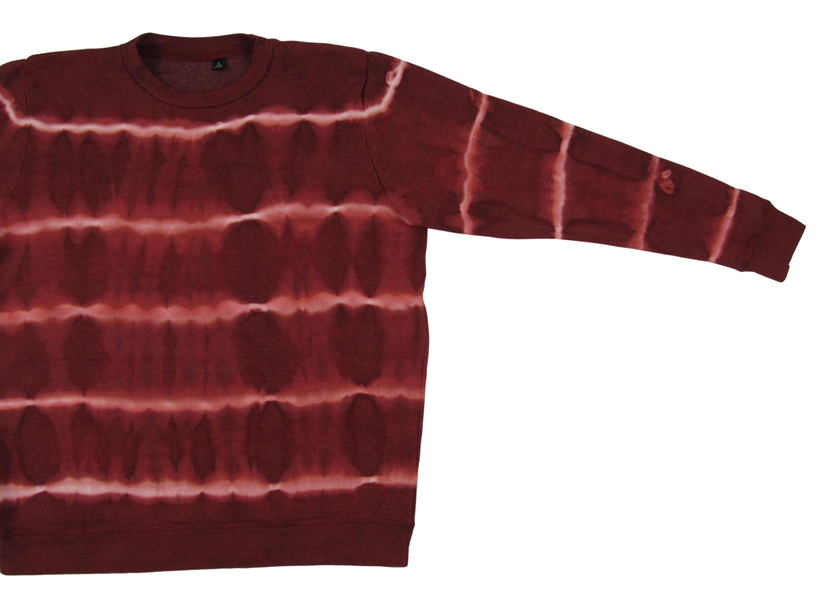 Long Sleeve Fleece Crewneck Sweatshirt Tie Dye Burgundy