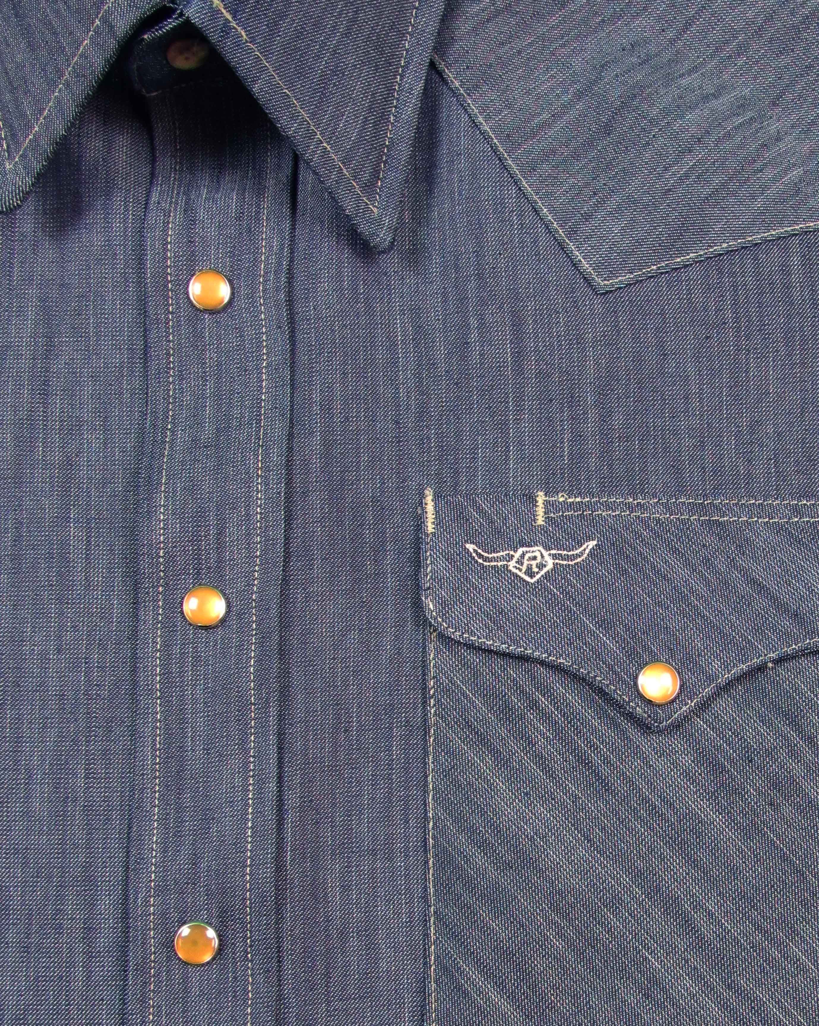 Solid - Indigo Tencel Chambray - Long Sleeve - Snaps - XLT