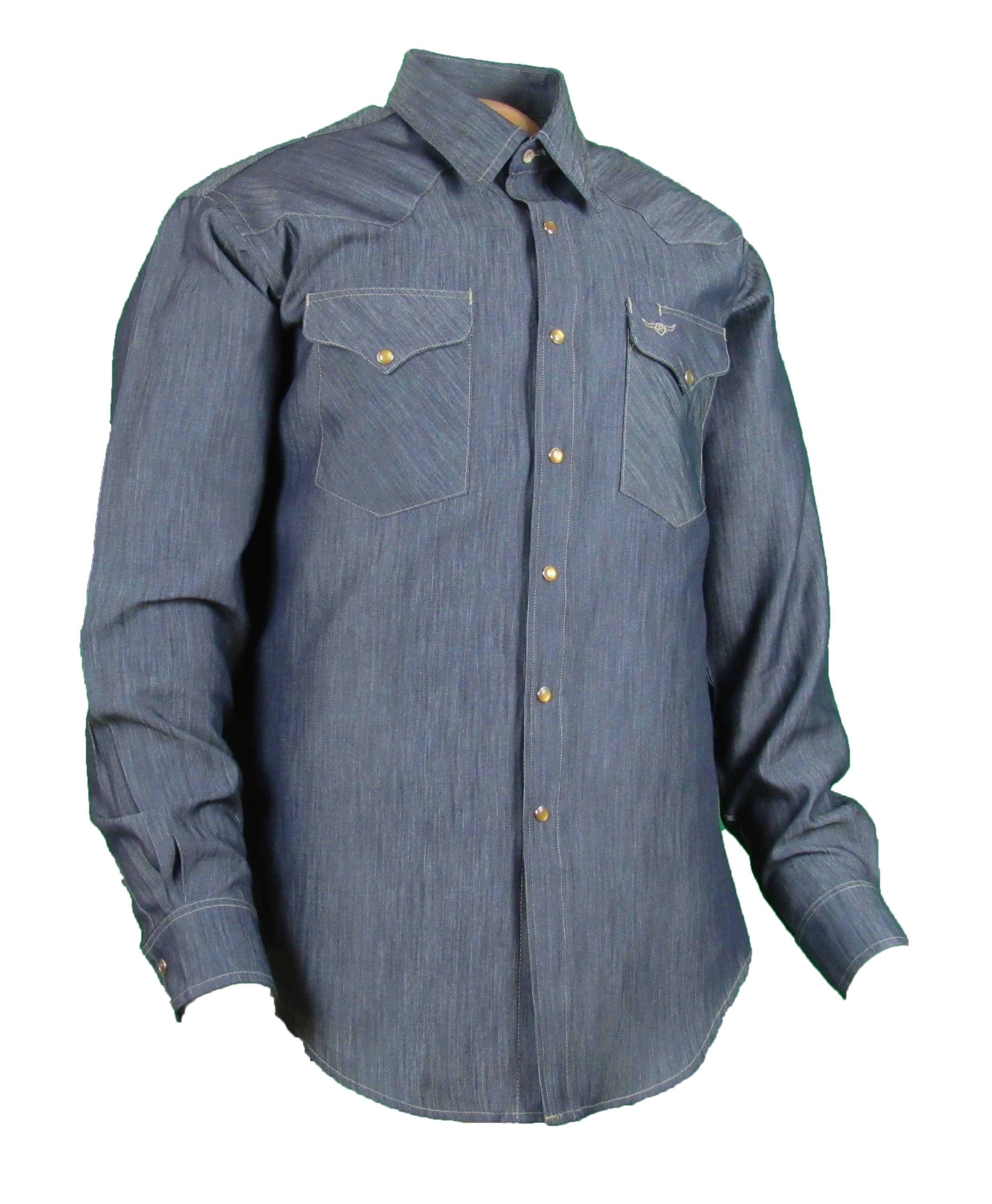 Solid - Indigo Tencel Chambray - Long Sleeve - Snaps - XLT